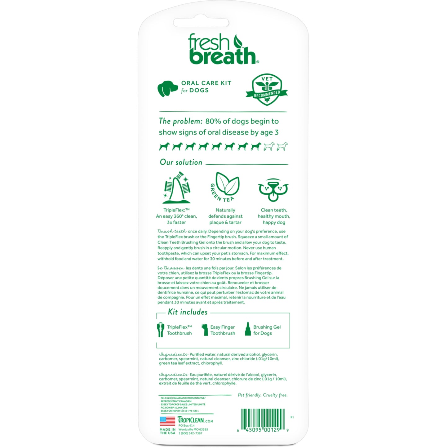 TropiClean Fresh Breath Oral Care Kit for Dogs