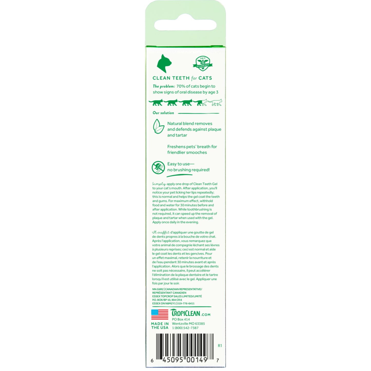 TropiClean Fresh Breath Oral Care Clean Teeth Gel for Cats 59mL