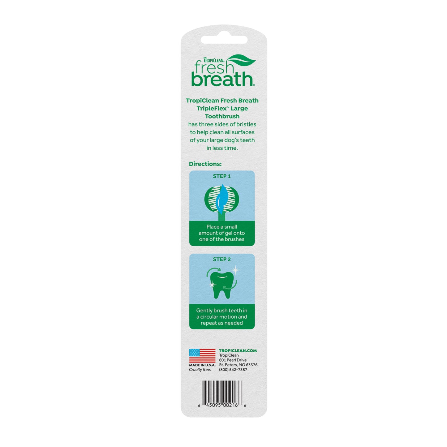 TropiClean Fresh Breath Triple Flex Toothbrush for Dogs