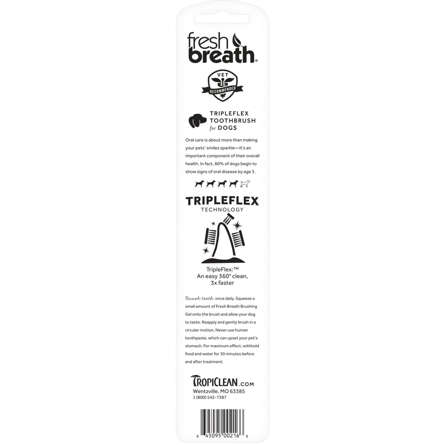 TropiClean Fresh Breath Triple Flex Toothbrush for Dogs