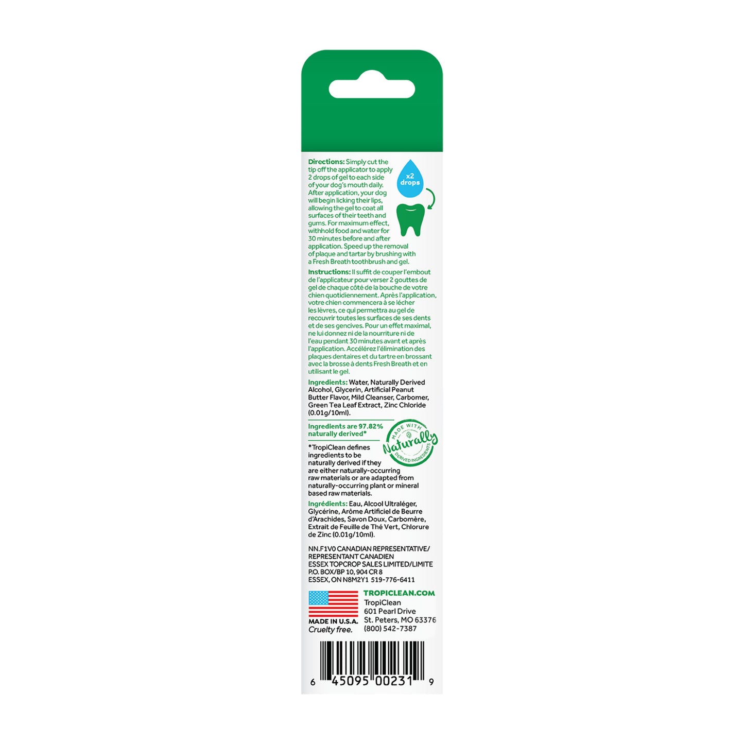 TropiClean Fresh Breath Oral Care Clean Teeth Gel Peanut Butter