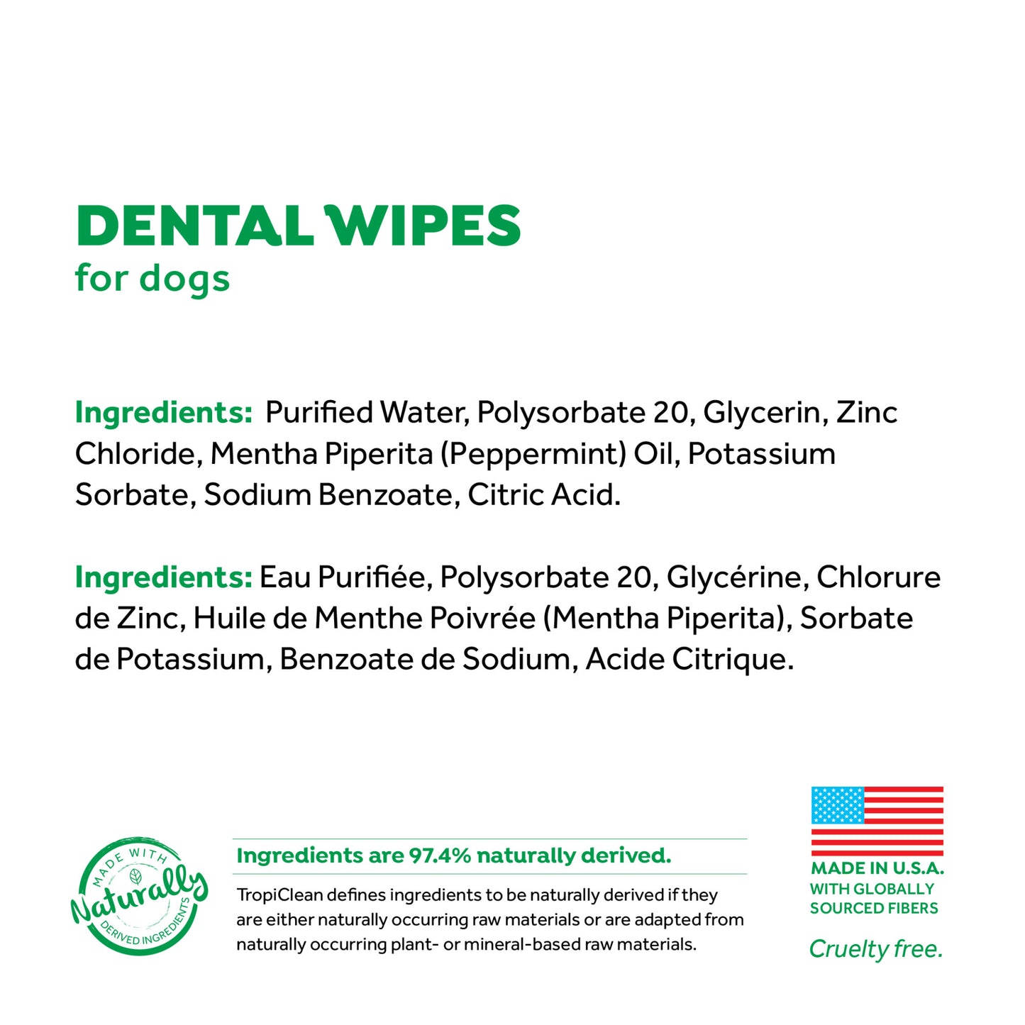 TropiClean Fresh Breath Dental Wipes for Dogs 50pk