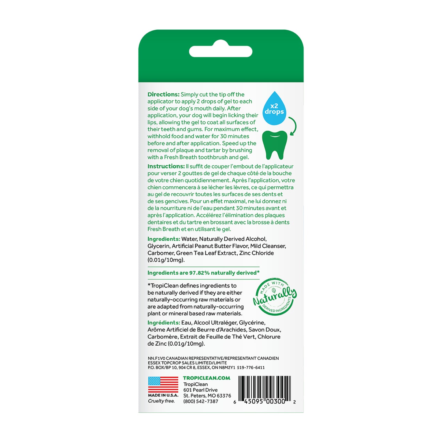TropiClean Fresh Breath Oral Care Clean Teeth Gel Peanut Butter