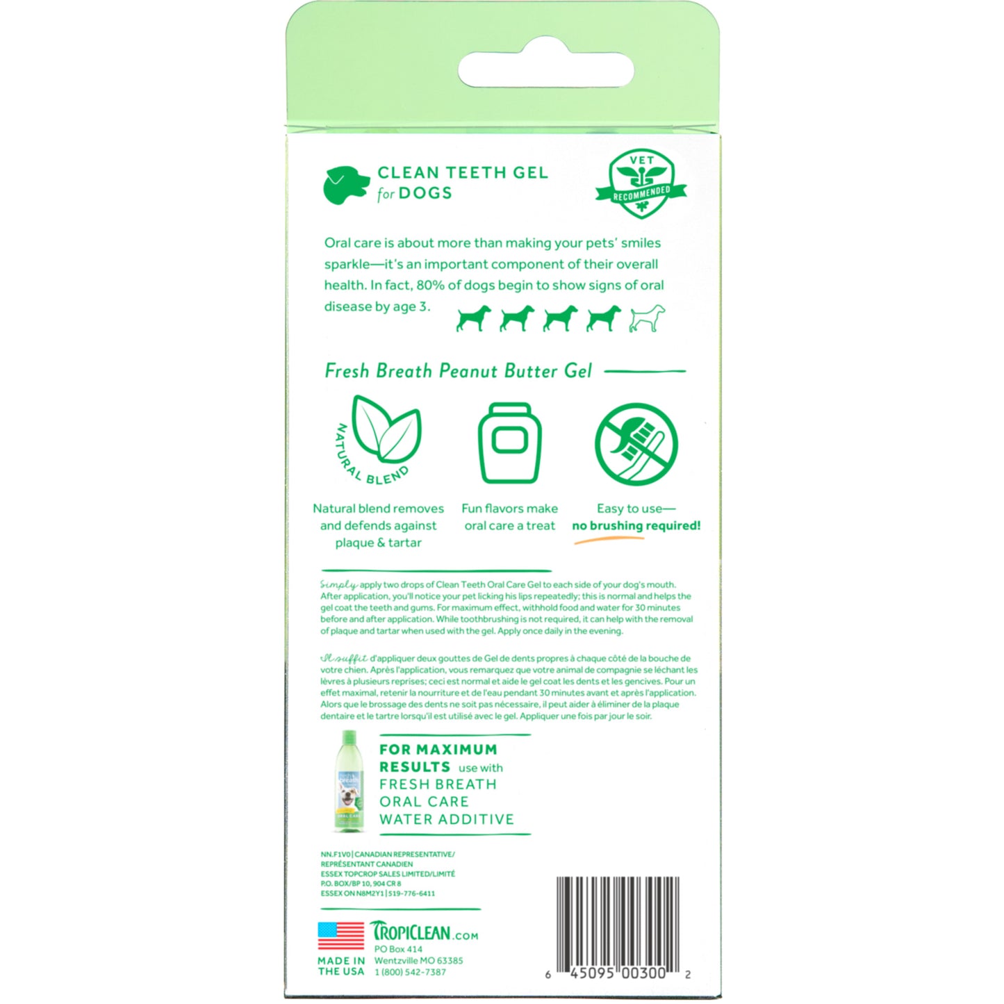 TropiClean Fresh Breath Oral Care Clean Teeth Gel Peanut Butter