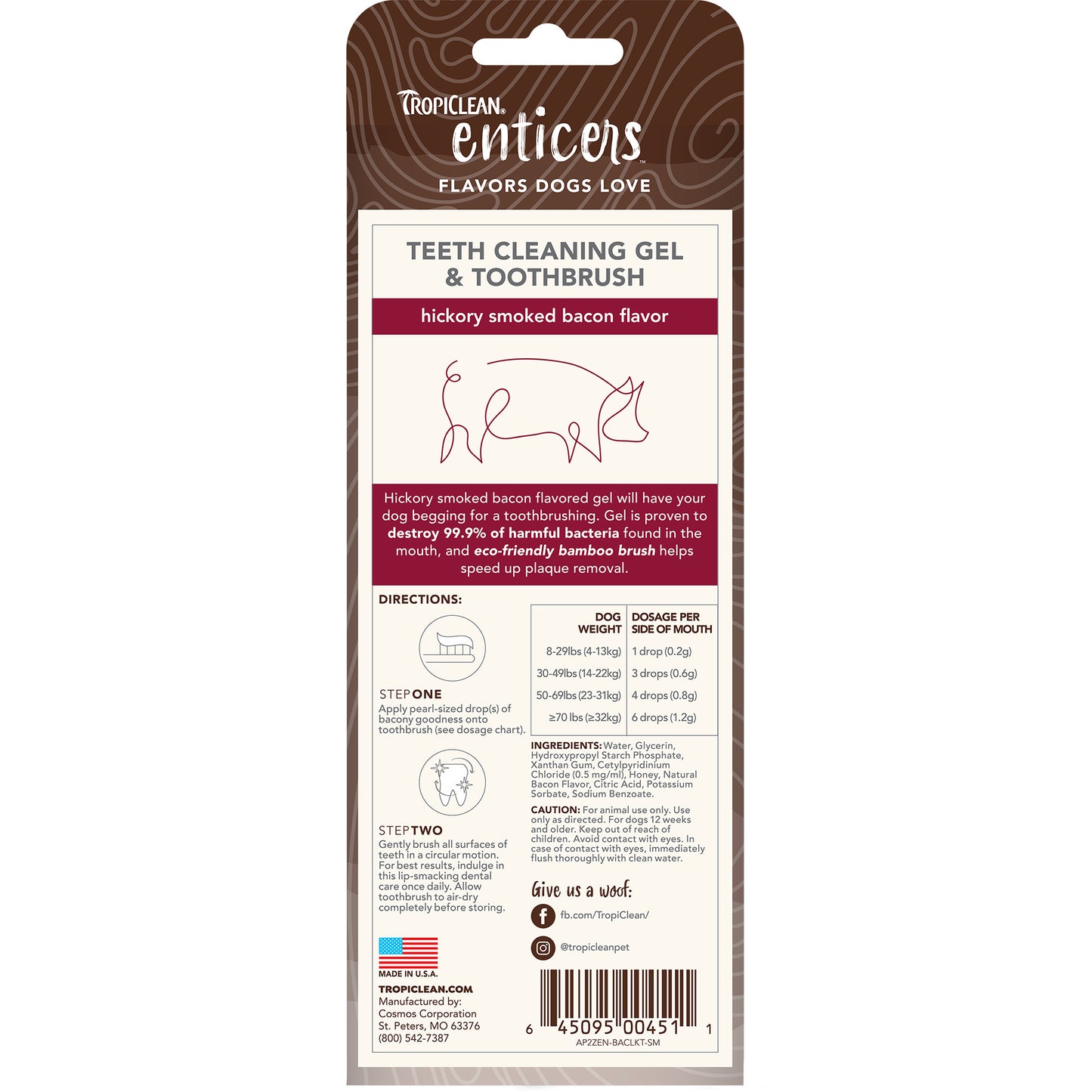 Tropiclean Enticers Teeth Cleaning Kit Hickory Smoked Bacon