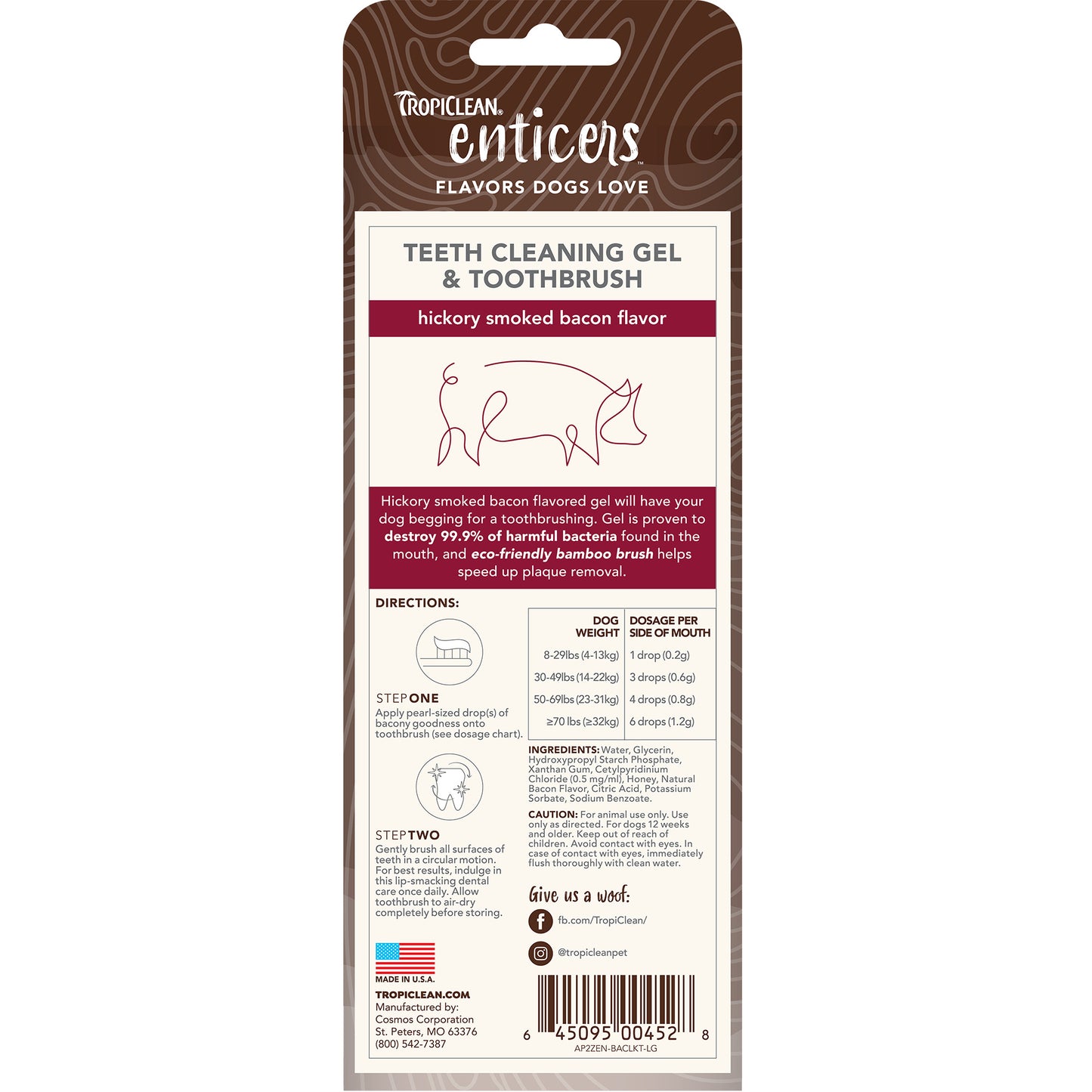 Tropiclean Enticers Teeth Cleaning Kit Hickory Smoked Bacon