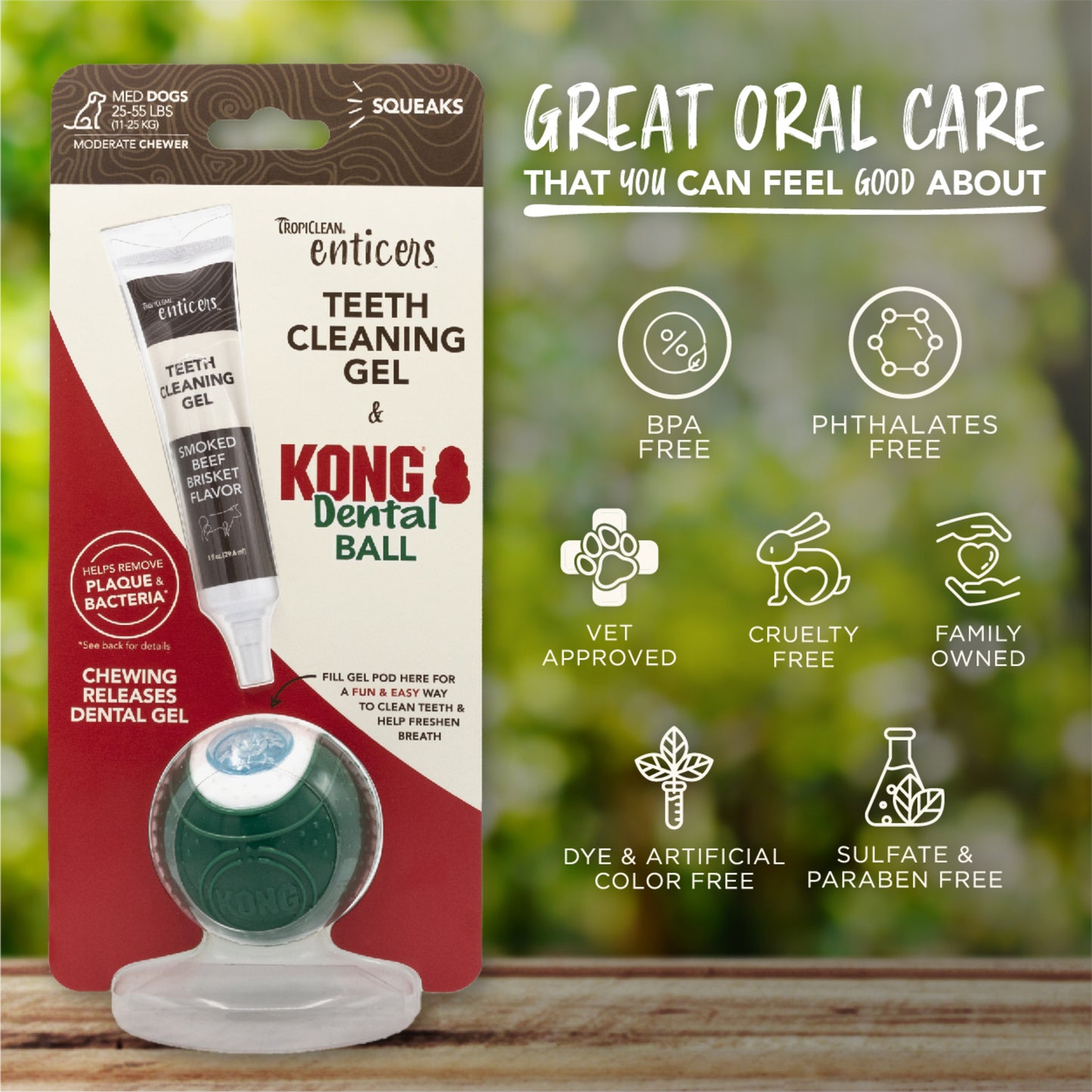 TropiClean Enticers Kong Dental Ball & Smoked Beef Brisket Gel
