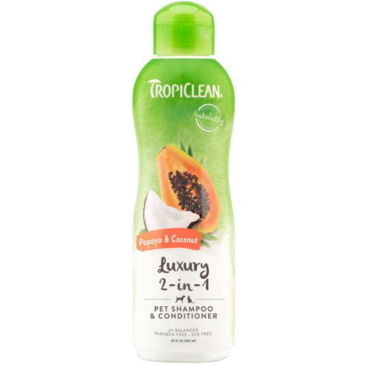 TropiClean Shampoo & Conditioner Papaya & Coconut Luxury 2-in-1
