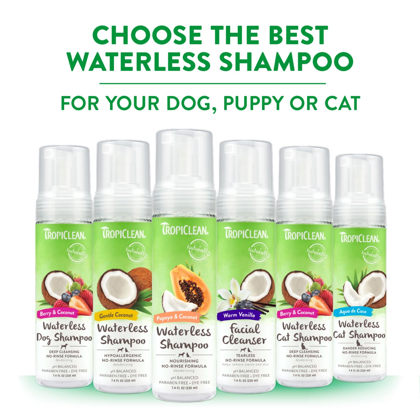 TropiClean Waterless Dander Reducing Cat Shampoo 220mL