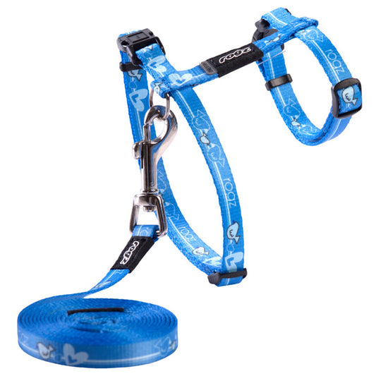 Rogz Kiddycat Harness & Lead Set Blue Royal Bird