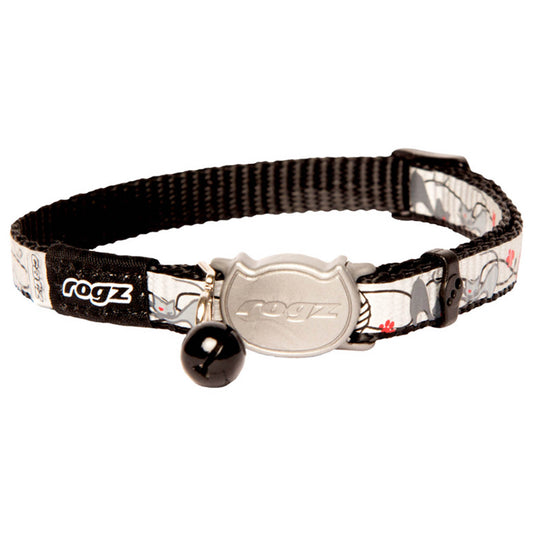 Rogz Reflectocat Safety Release Collar Black Cat