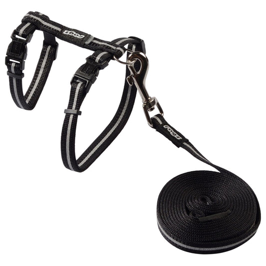 Rogz Alleycat Harness & Lead Set Black