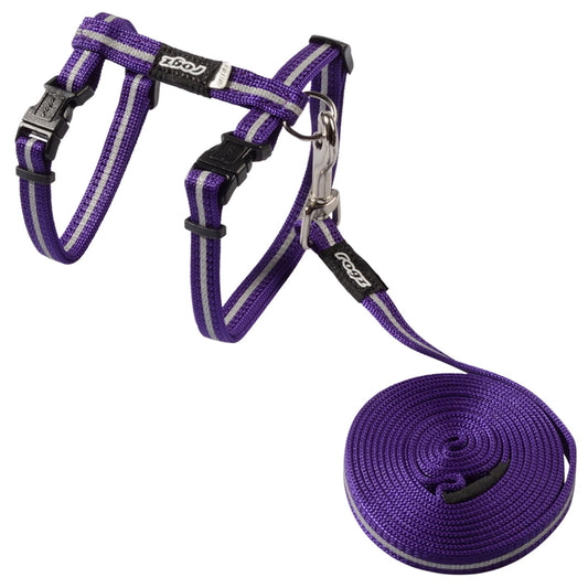 Rogz Alleycat Harness & Lead Set Purple