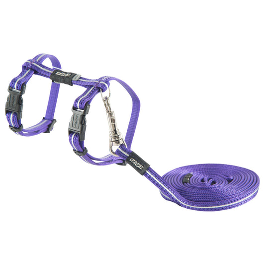 Rogz Alleycat Harness & Lead Set Purple