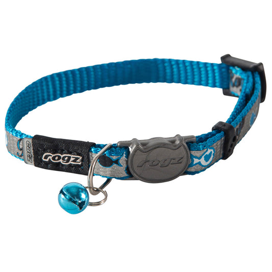 Rogz Reflectocat Safety Release Collar Blue Fish