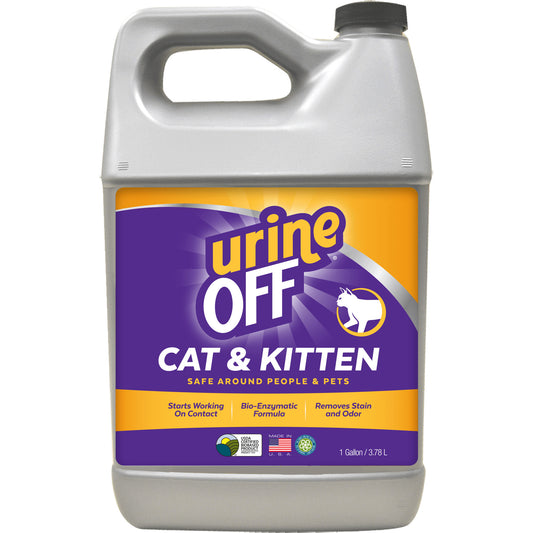 Cat urine odor remover spray bottle by Urine Off, designed for effective stain and odor elimination.