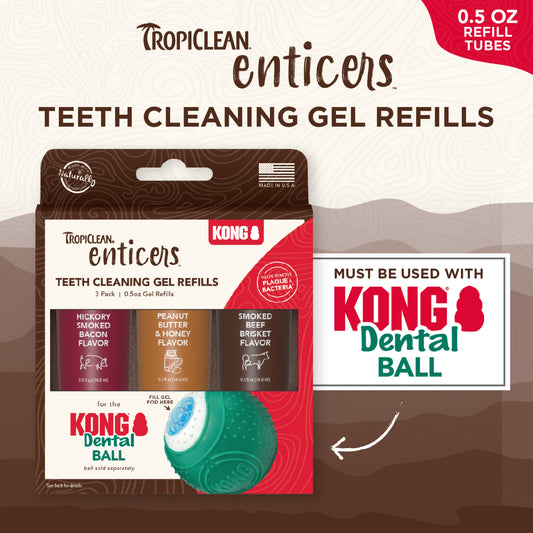 TropiClean Enticers Teeth Cleaning Gel Refills for Kong Dental Ball 3pk