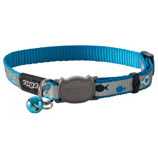 Rogz Reflectocat Safety Release Collar Blue Fish