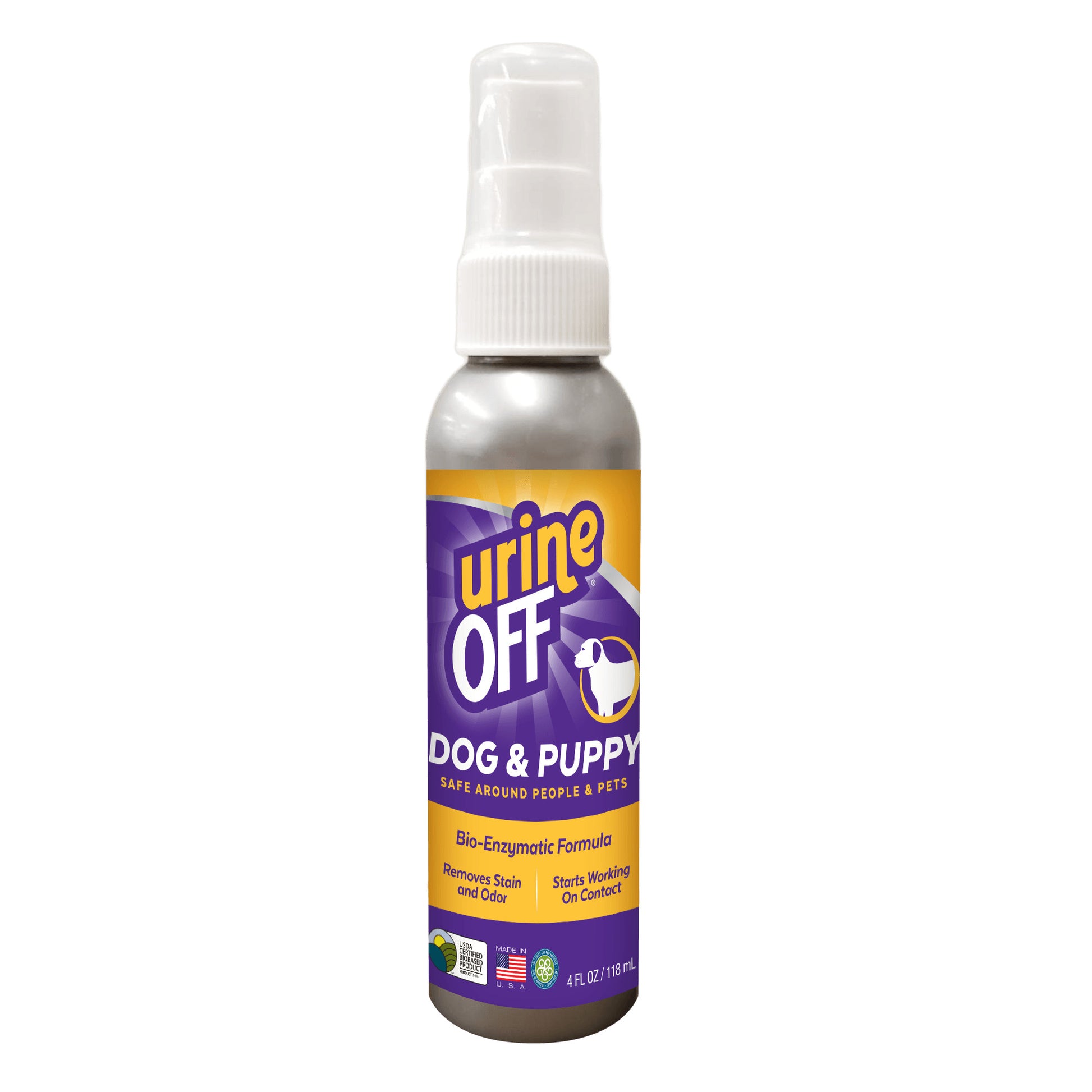 dog odor and stain remover spray bottle for effective odor and stain removal from pet accidents.
